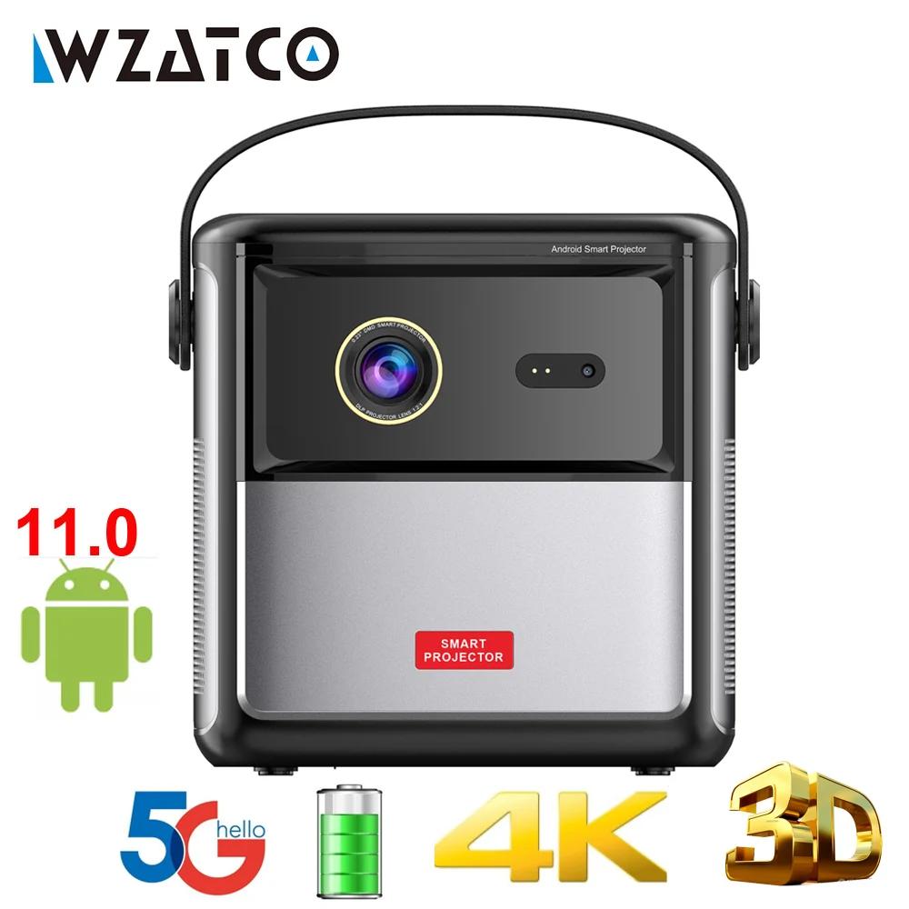 WZATCO S90 Ʈ DLP 3D  ȵ̵ 11.0 5G WiFi Ǯ HD 1080P 4K 32G 300ġ Beamer 3LED  ó׸  ͸